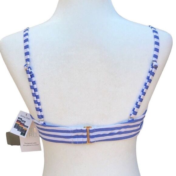 Time & Tru Swimsuit Women's Blue & White Stripe Bikini Top Multiple Sizes - Picture 3 of 6